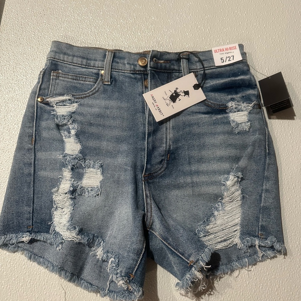 Angry Rabbit Premium Distressed Ultra High Rise Short